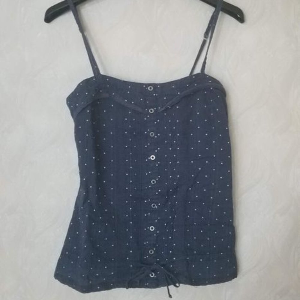 Dark Blue Polka Dot Top